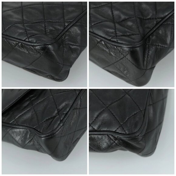 CHANEL Matelasse Chain Shoulder Bag Lamb Skin Black Gold CC Auth PP082 - Picture 14 of 16